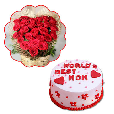 "Round shape Pineapple cake - 1kg, Beautiful flower basket - Click here to View more details about this Product